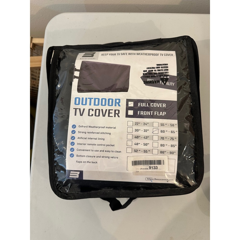 Bozzcovers Outdoor TV Cover Full Cover Weatherproof Black 60-65 Inch
